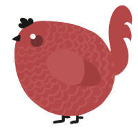 A red chicken with a lace pattern