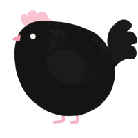 A black and sable chicken with a neck-speckle pattern