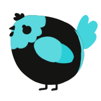 A black and aqua chicken with a head pattern