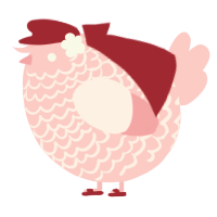 A rose chicken with a lace pattern