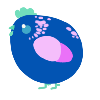 A ultramarine and lavender chicken with a neck-speckle pattern
