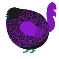 A sable and violet chicken with a double-lace pattern