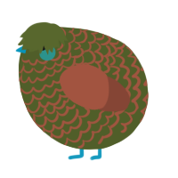 A olive and russet chicken with a lace pattern