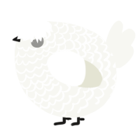 A white chicken with a lace pattern