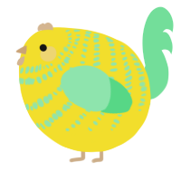 A yellow and spring chicken with a bar pattern
