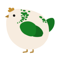 A cream and leaf chicken with a neck-speckle pattern