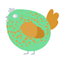 A spring and orange chicken with a speckle pattern