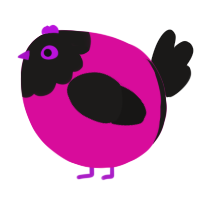 A fuchsia and sable chicken with a head pattern