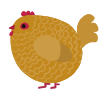 A ochre and gold chicken with a lace pattern