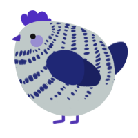 A silver and navy chicken with a bar pattern
