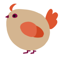 A beige and vermilion chicken