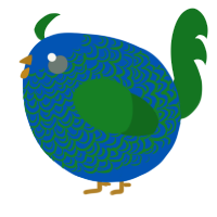 A ultramarine and leaf chicken with a double-lace pattern