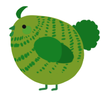 A chartreuse and leaf chicken with a bar pattern