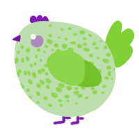 A gluppy and grass chicken with a speckle pattern