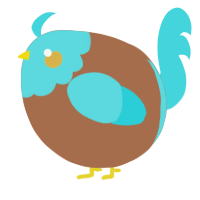 A brown and aqua chicken with a head pattern