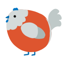 A vermilion and silver chicken with a head pattern