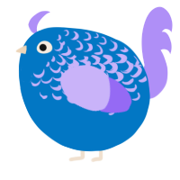 A sapphire and lilac chicken with a half-lace pattern