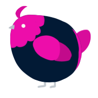 A tumblr and fuchsia chicken with a head pattern