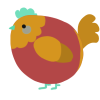 A red and ochre chicken with a head pattern