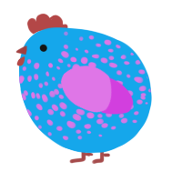 A sky and orchid chicken with a speckle pattern