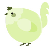 A apple chicken with a head pattern