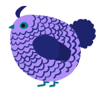 A lilac and navy chicken with a lace pattern