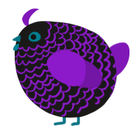 A sable and violet chicken with a lace pattern