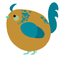 A gold and sea chicken with a neck-speckle pattern