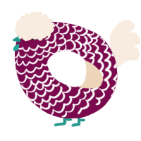 A wine and cream chicken with a lace pattern