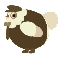 A navy and apple chicken with a head pattern