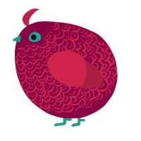 A maroon and crimson chicken with a double-lace pattern