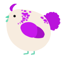 A cream and amethyst chicken with a neck-speckle pattern