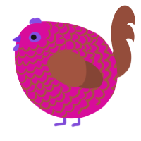 A fuchsia and russet chicken with a lace pattern