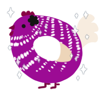 A plum and cream chicken with a bar pattern