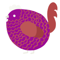 A plum and red chicken with a lace pattern