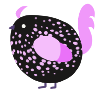 A sable and lavender chicken with a speckle pattern