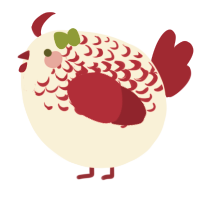 A cream and crimson chicken with a half-lace pattern