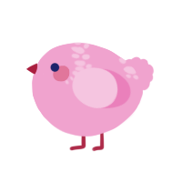 A pink chicken with a neck-speckle pattern