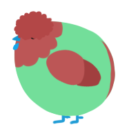 A spring and red chicken with a head pattern