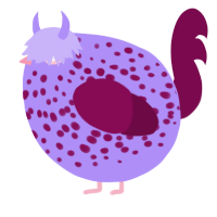A lilac and wine chicken with a speckle pattern