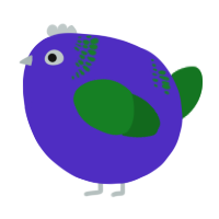 A indigo and leaf chicken with a neck-band pattern