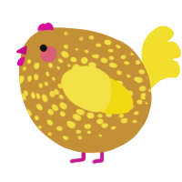 A gold and yellow chicken with a speckle pattern