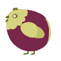 A amethyst and grass chicken with a head pattern