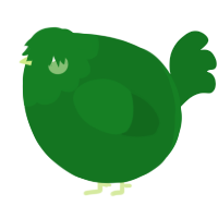 A leaf chicken with a head pattern
