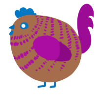A brown and plum chicken with a bar pattern