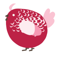 A crimson and rose chicken with a half-lace pattern