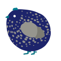A navy and ash chicken with a speckle pattern