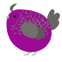 A plum and grey chicken with a half-lace pattern