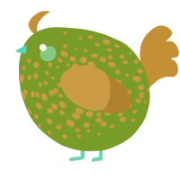 A chartreuse and gold chicken with a speckle pattern