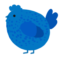 A sapphire and ultramarine chicken with a speckle pattern